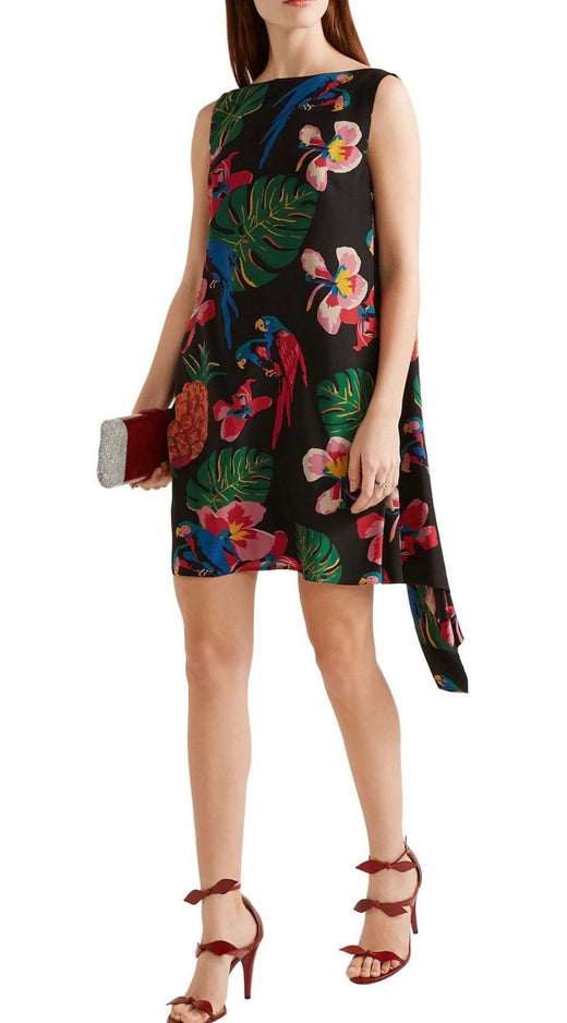 Valentino Floral Draped Mini Dress