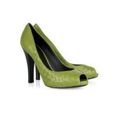 BOTTEGA VENETA Intrecciato leather peep-toe pumps