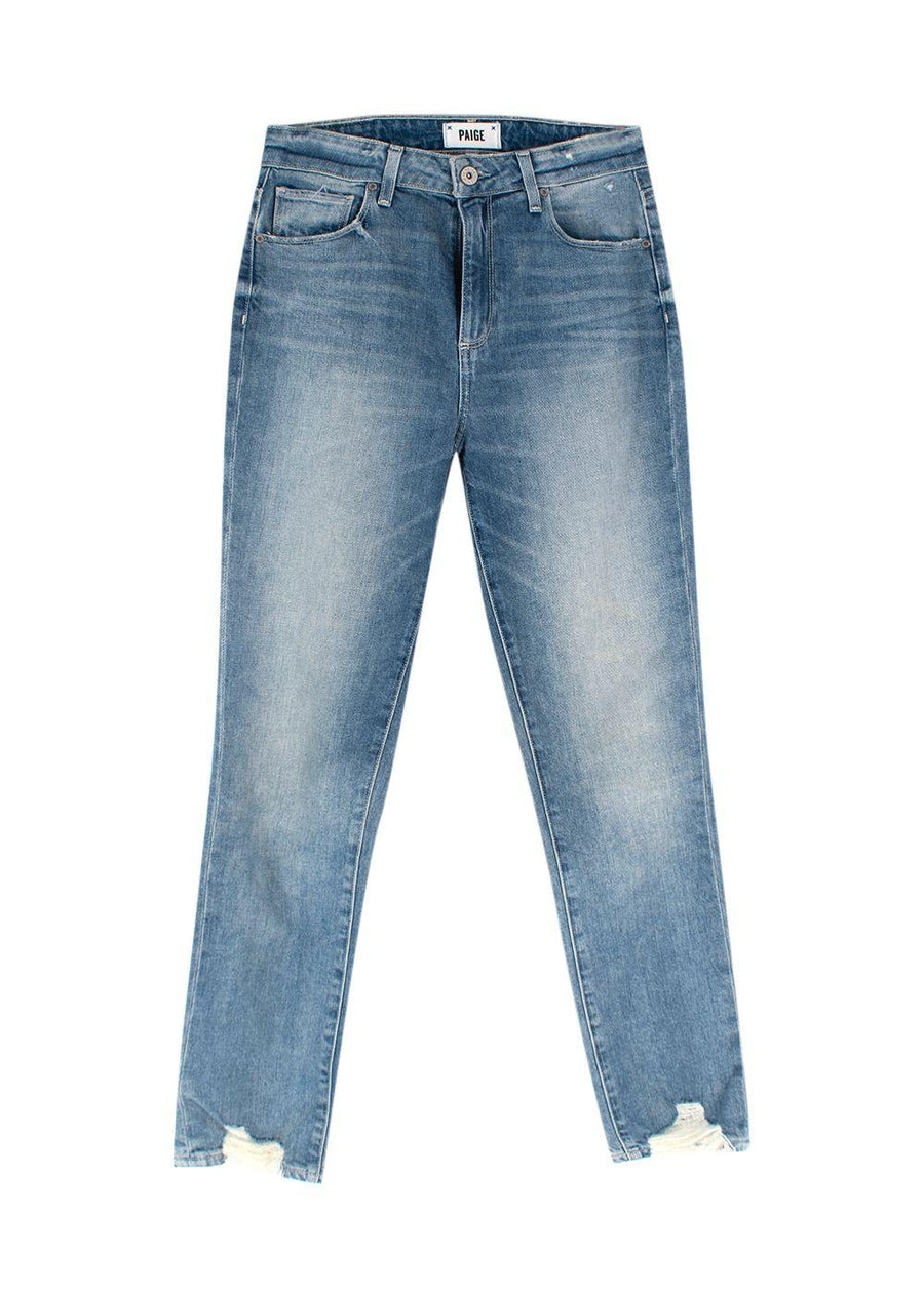 Paige Denim Distressed Hem Blue Jeans