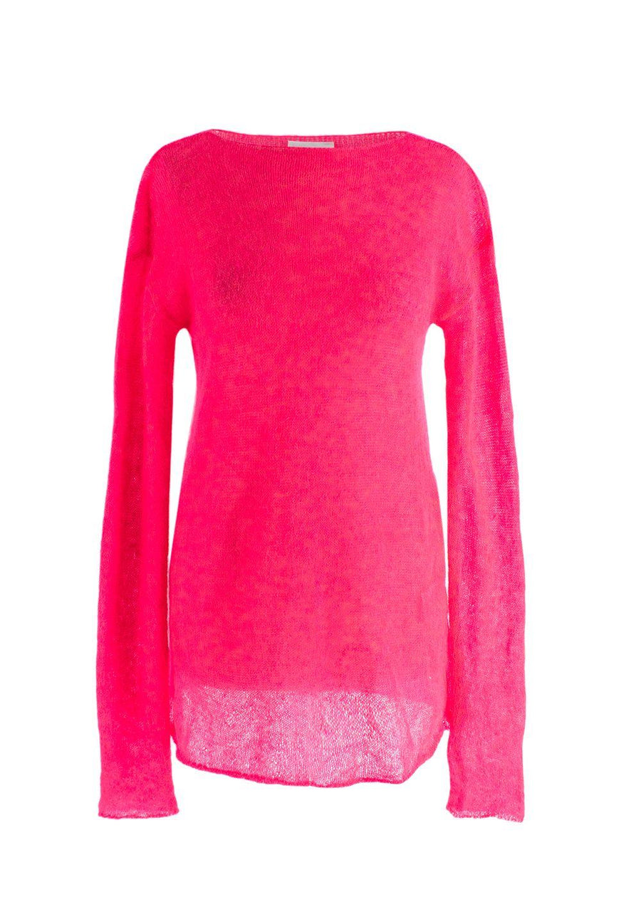 Raey Neon Pink Open Knit Mohair And Wool-Blend Jumper