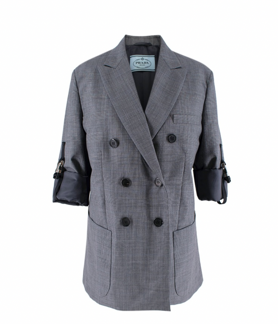 Prada Grey wool Prince of Wales checked blazer