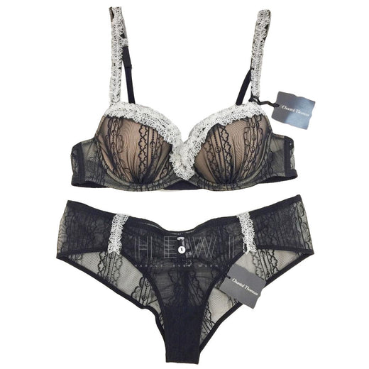 Chantal Thomass Tulle & Lace Frill Half Cup Bra & Brief Set