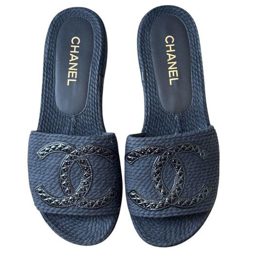 Chanel Black CC Slides