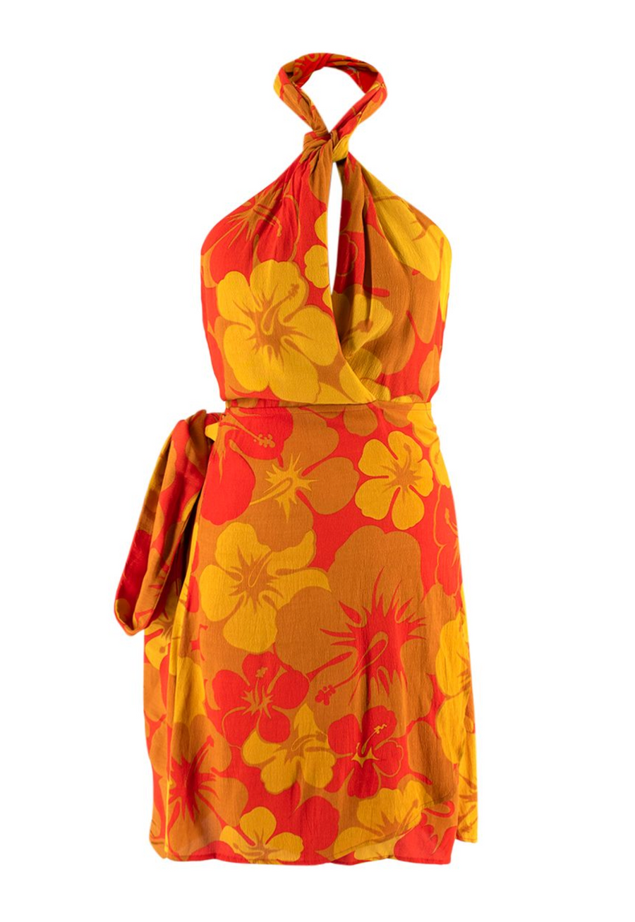 Odette floral-print crepe halterneck mini dress