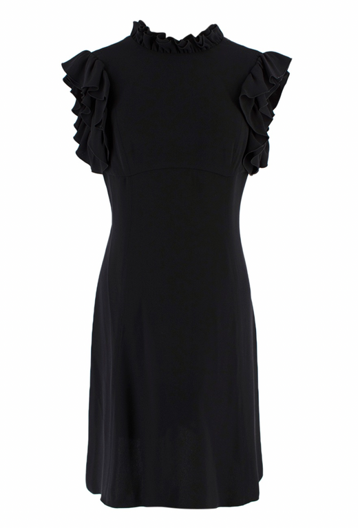 Balenciaga Black Ruffled Trimmed Mini Dress