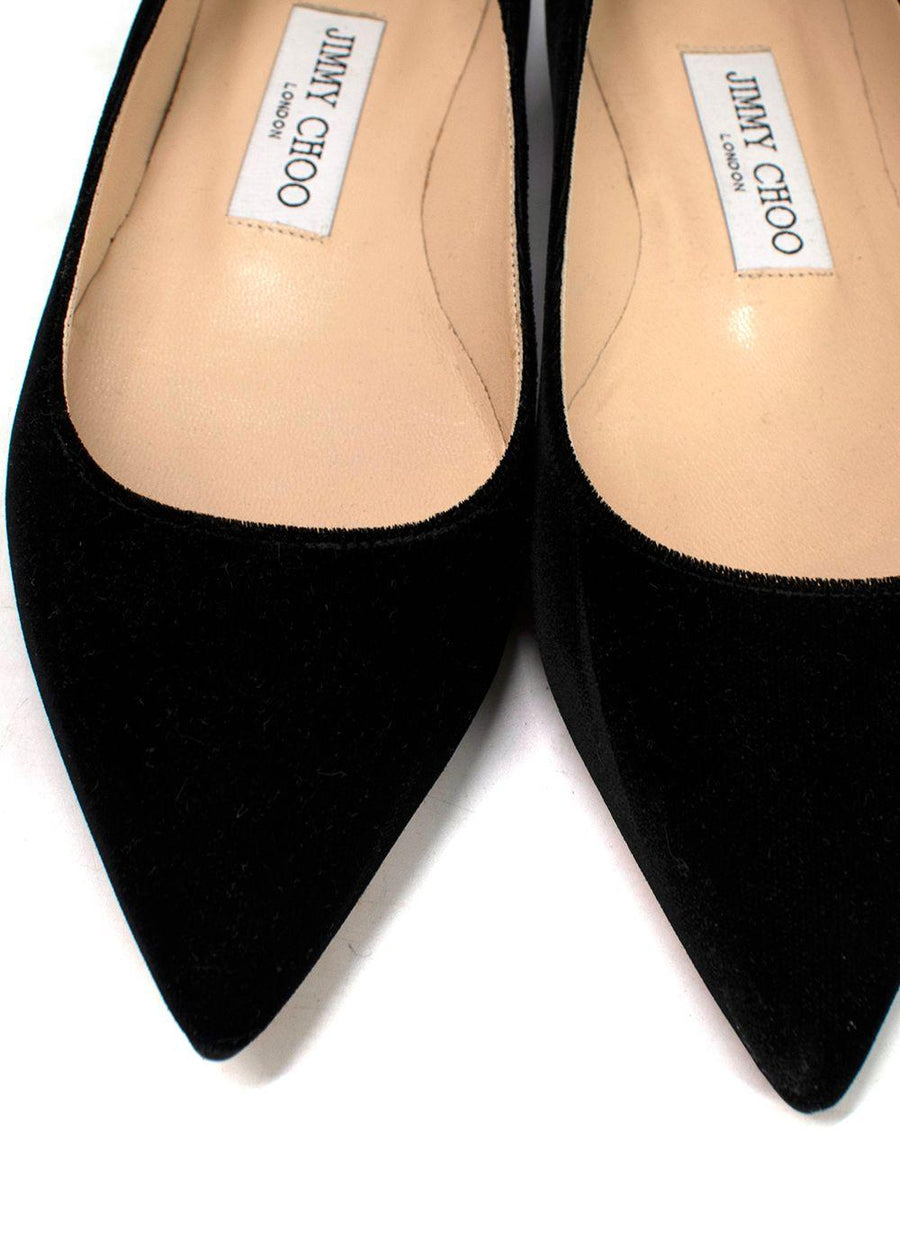 Jimmy Choo Romy Flat Black Velvet Pointy Toe Flats