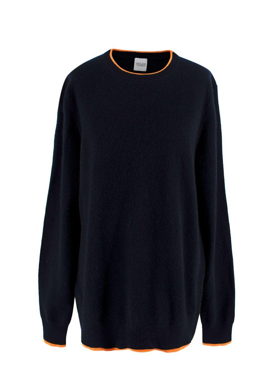 Madeleine Thompson Navy & Orange Cashmere Joshua Jumper