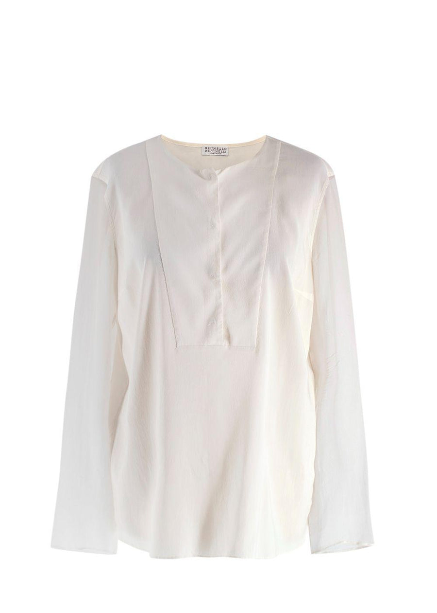 Brunello Cucinelli Cream Silk Satin Blouse