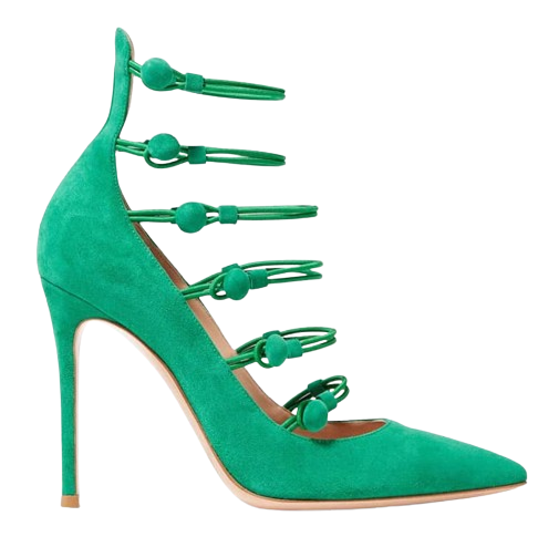 Green Suede Marquis Pumps