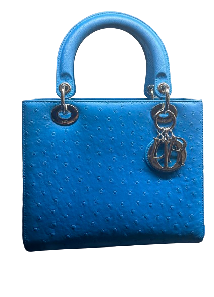 Medium Blue Ostrich Lady Dior Bag
