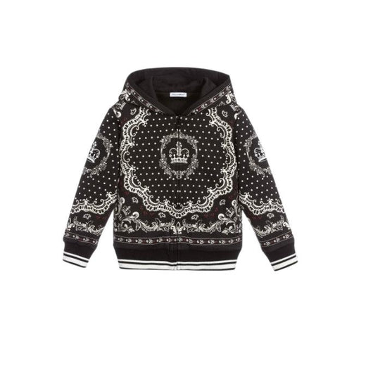 Dolce & Gabbana Kids 7-8Y Crown Print Zip Hoodie