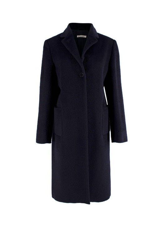 Navy Blue Llama Wool Blend Coat