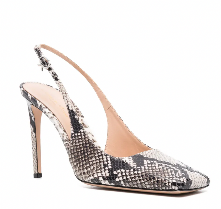 Gianvito Rossi Snake Skin Effect Square Toe Heels
