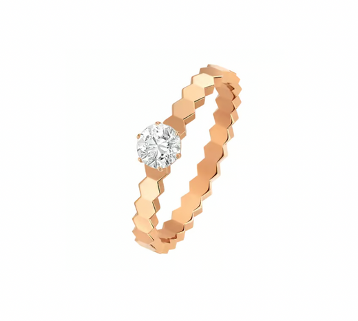 Rose Gold Diamond Bee My Love Solitaire Ring