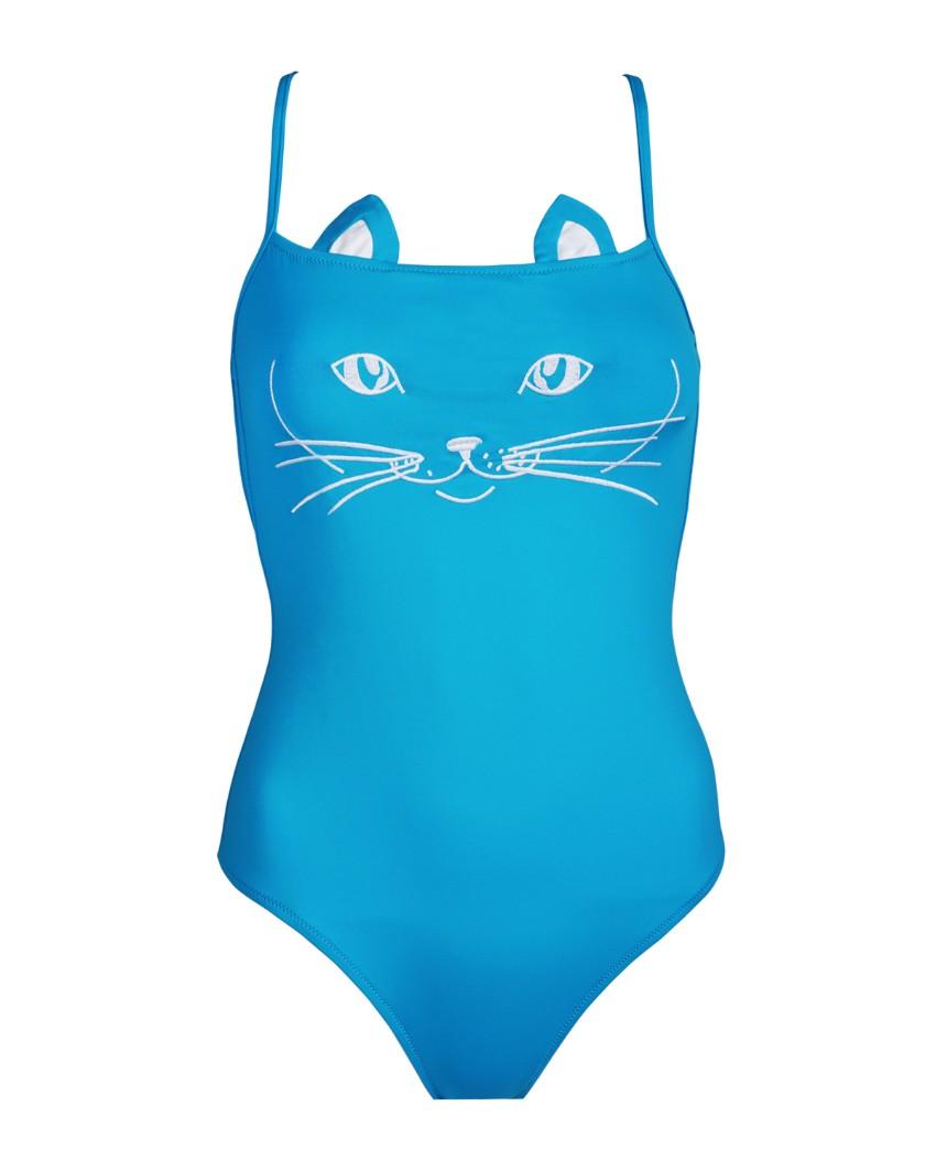 Natayakim Blue Cat Face One piece Swimsuit