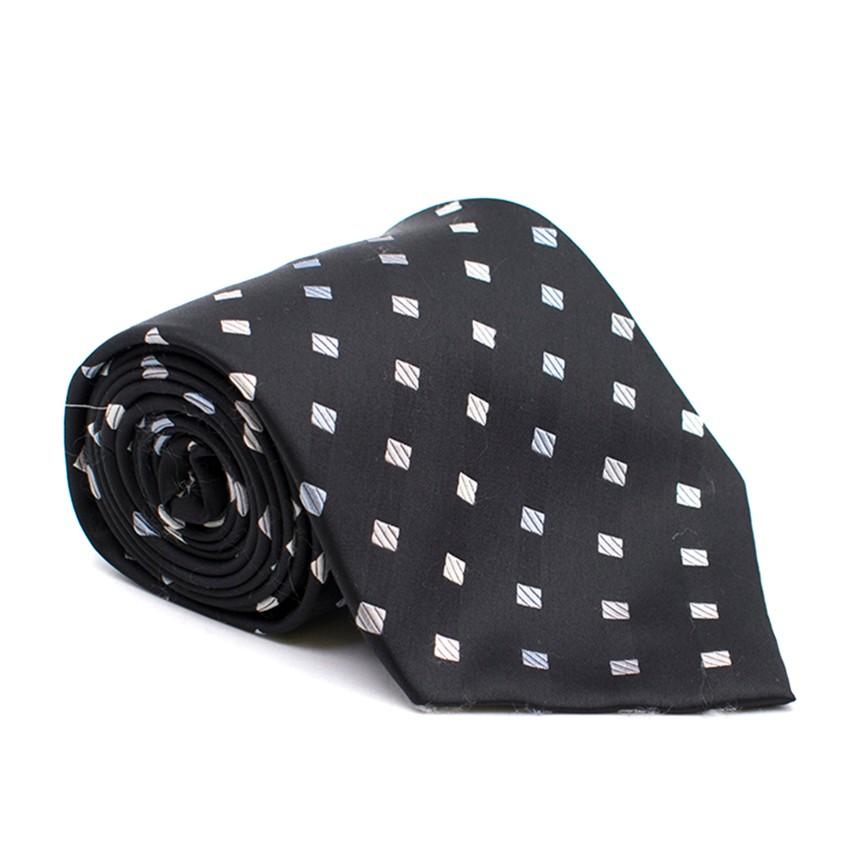 Milan Collection Black Silk Polka Dot Tie