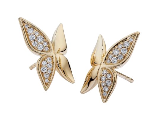 Kat Florence 18k Yellow Gold D Flawless Diamond Butterfly Earrings