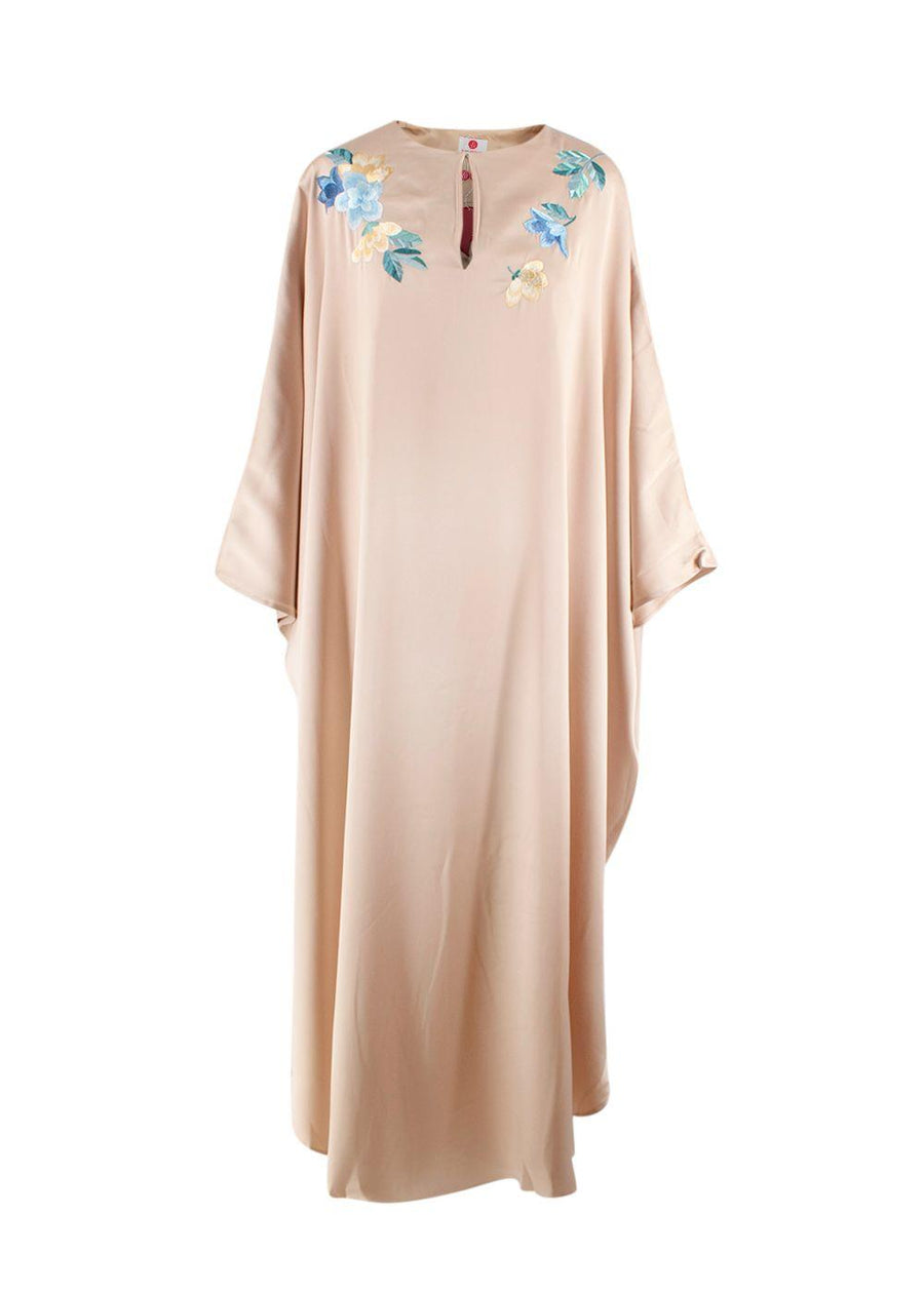 Elegant Embroidery Gold Satin Embroidered Kaftan