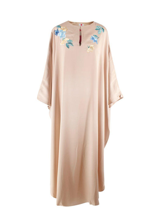 Elegant Embroidery Gold Satin Embroidered Kaftan