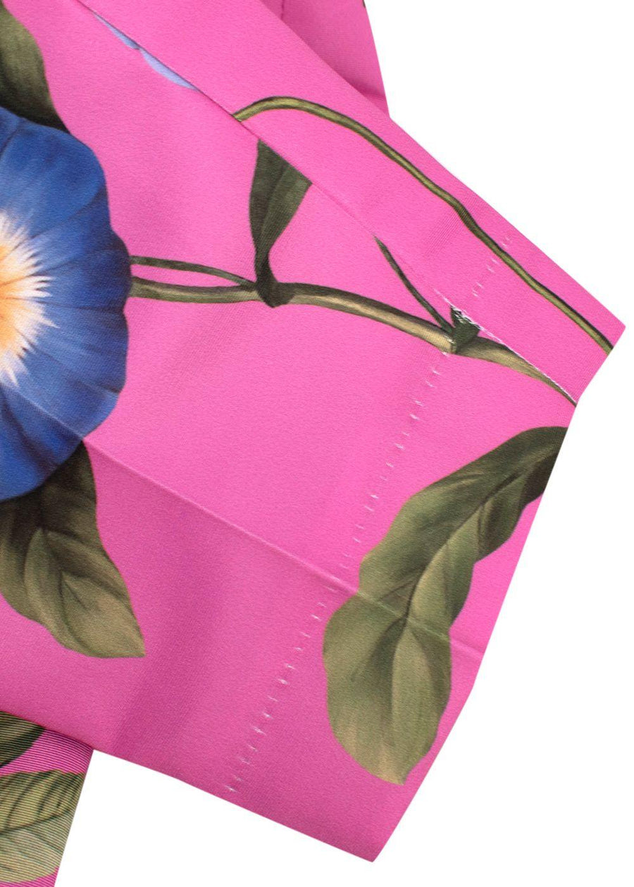 Oscar de la Renta Pink Floral-Print Faille Straight-Leg Trousers