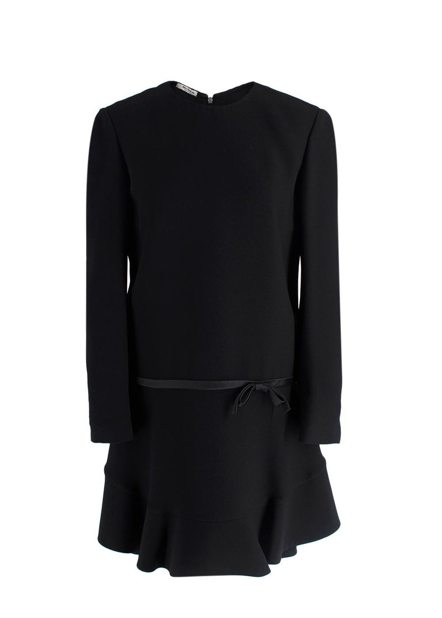 Miu Miu Black Long Sleeve Bow Detail Mini Dress