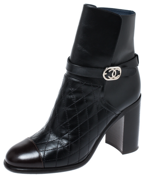 Chanel Black Leather Ankle Boots