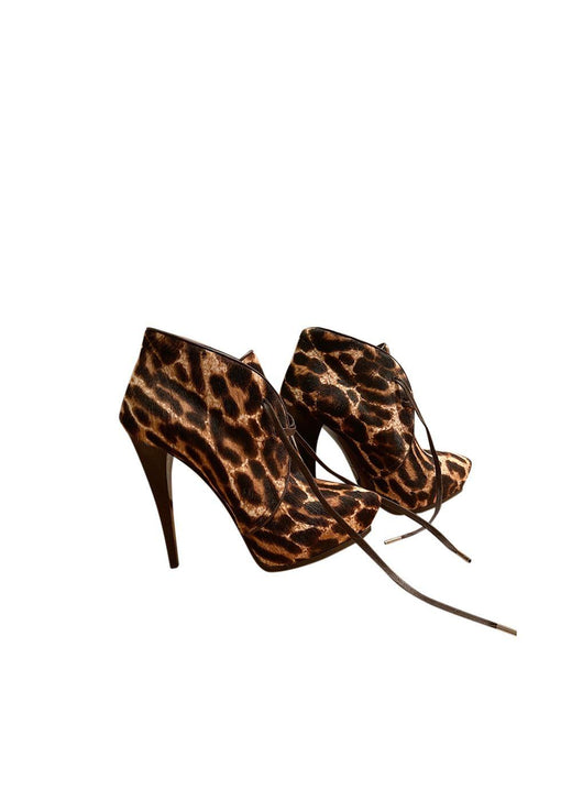 Leopard Print Pony Hair Heeled Booties