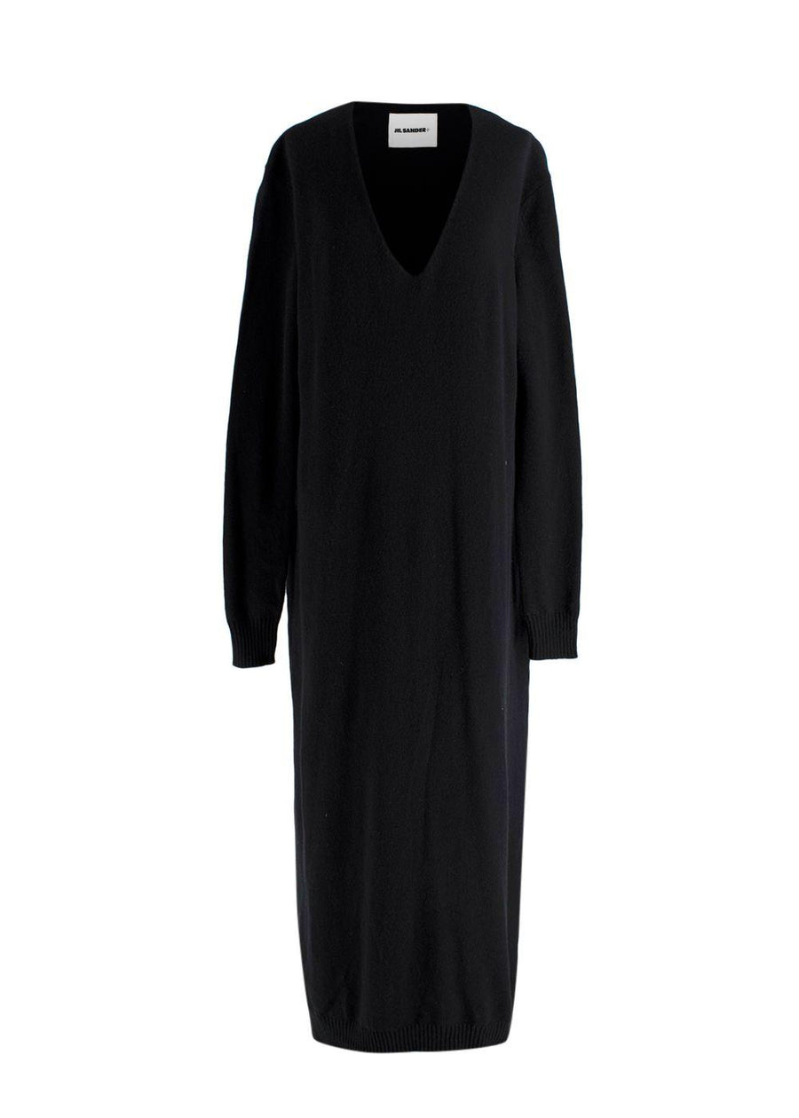 Jil Sander Black V Neck Jumper Dress