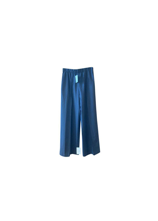 Navy wool crepe tailored trousers