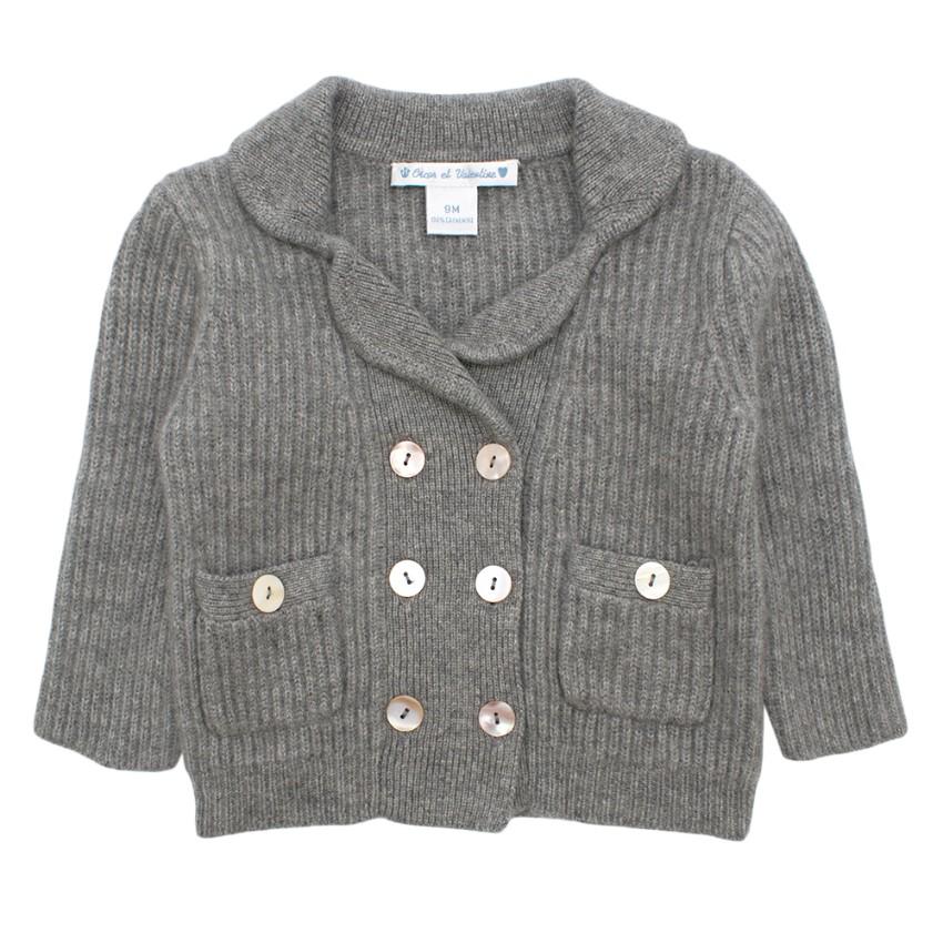 Oscar Et Valentine 9M Grey Shawl Knit Cardigan