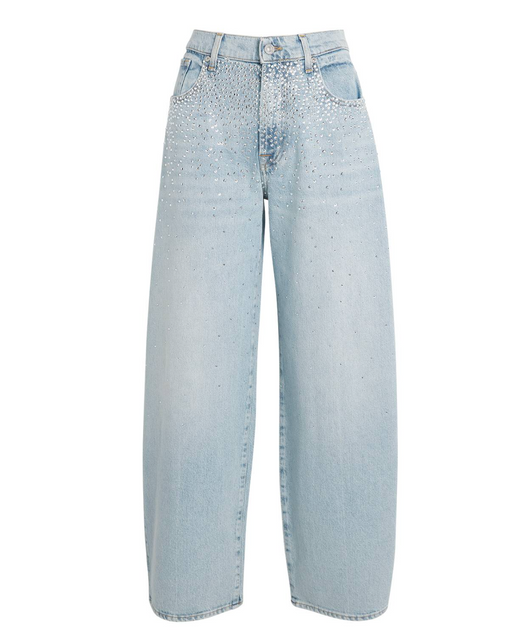 7 For All Mankind Navy Crystal Bonnie Wide-Leg Barrel Jeans
