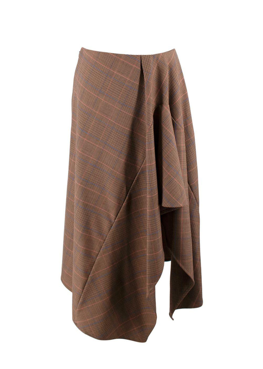 A.L.C Brown Plaid Handkerchief Midi Skirt