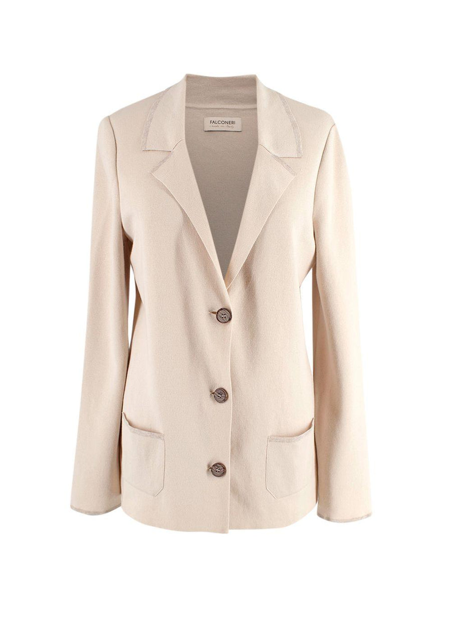 Beige Cotton Blend Lightweight Blazer