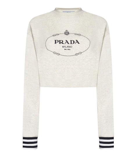 Prada Dove Grey Cropped Sweatshirt
