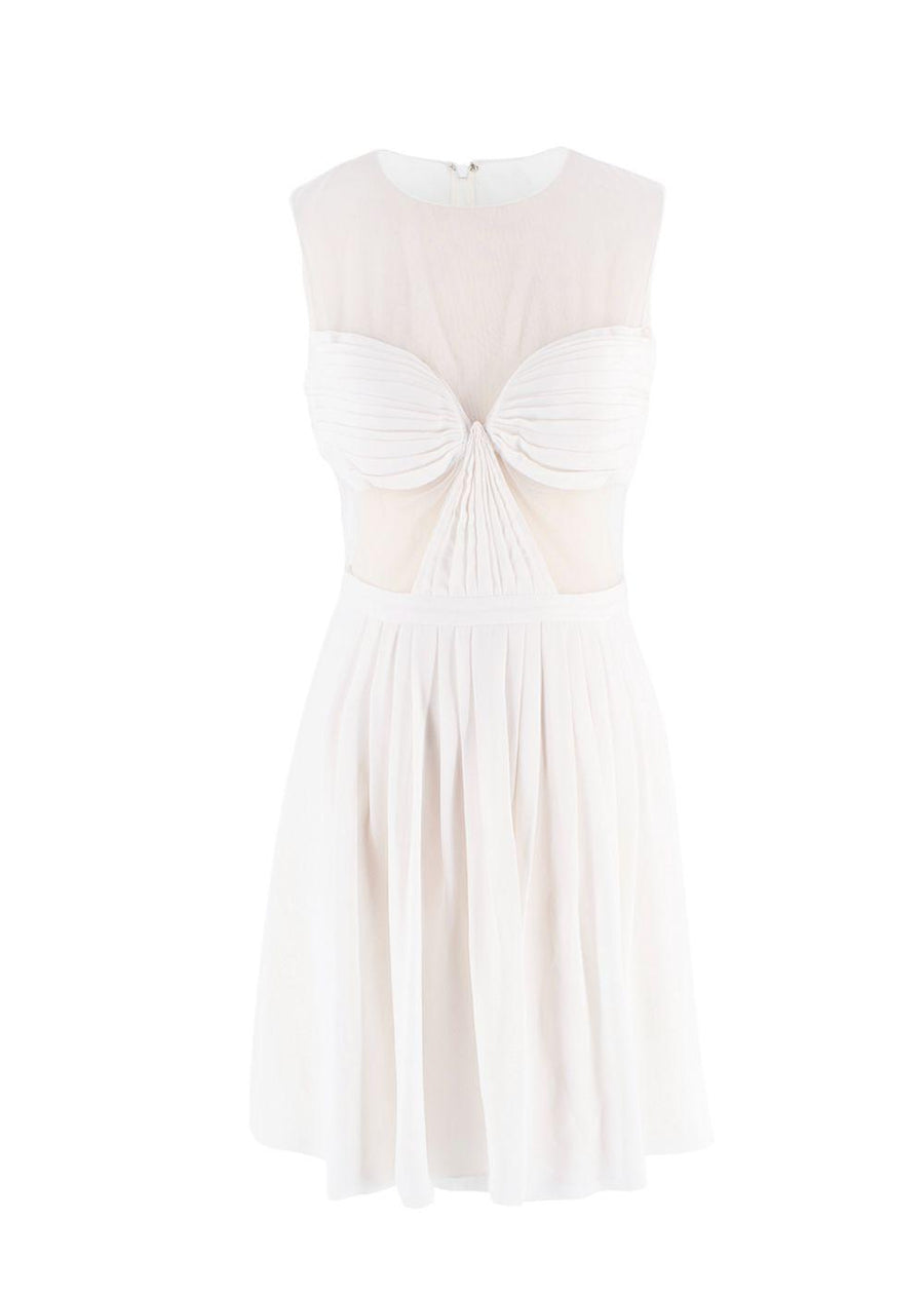 Cushnie Et Ochs Cream High Neck Mesh Mini Dress