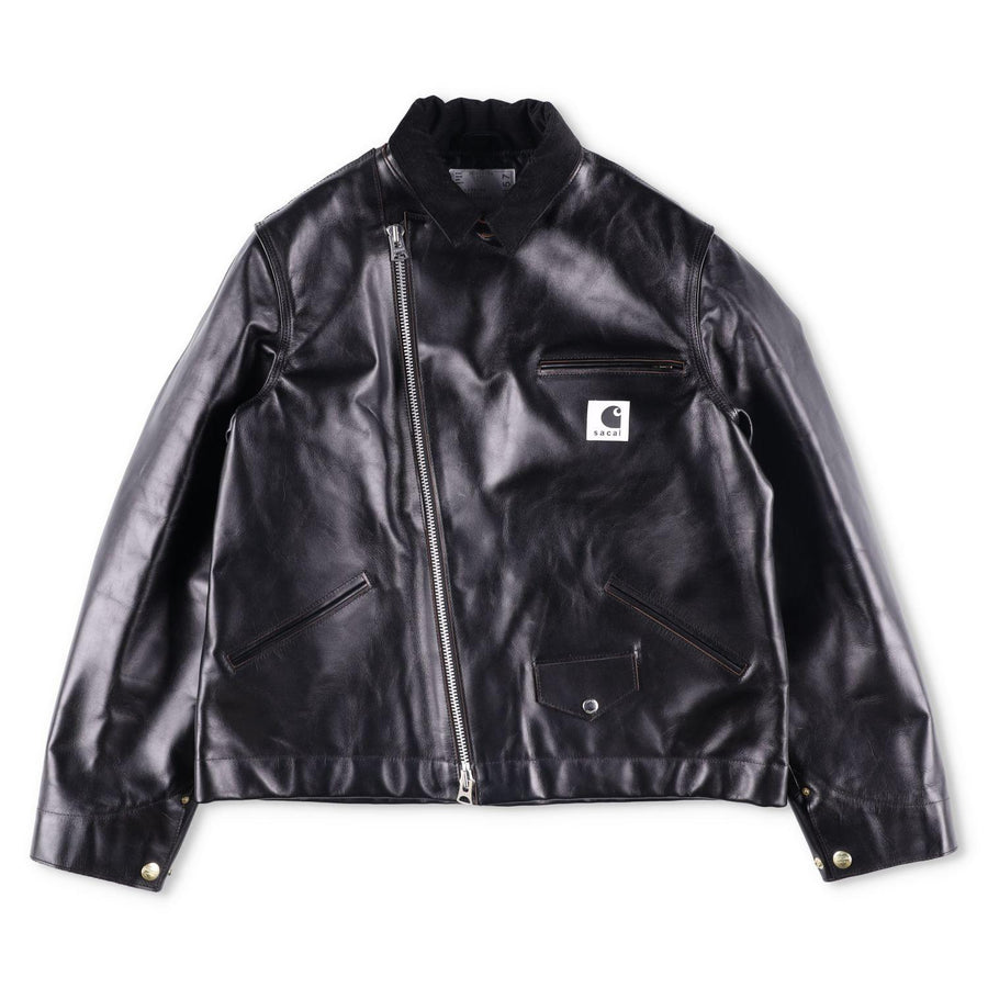 Sacai Black Leather Coats and Jackets