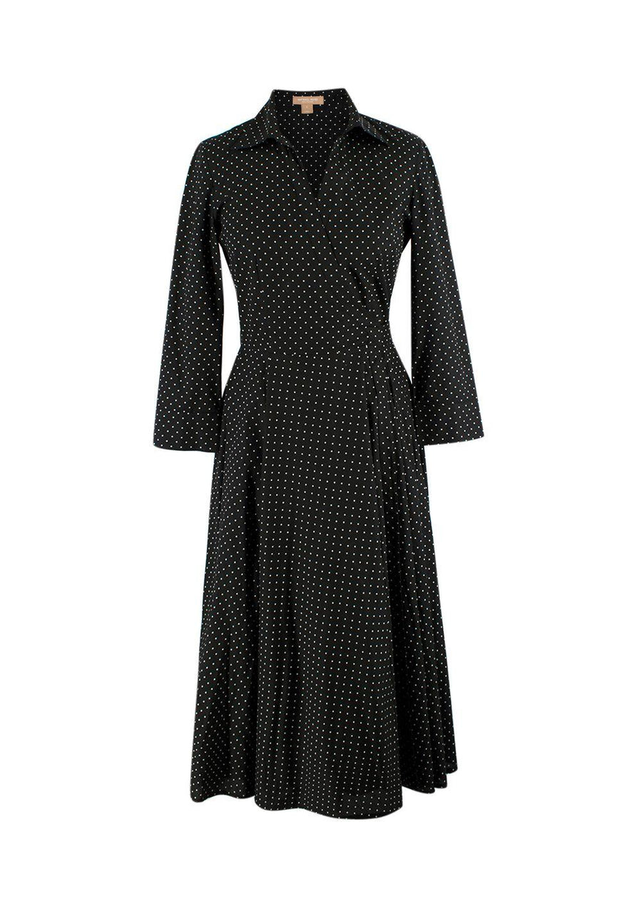 Michael Kors Black Polka Dot Wrap Front Dance Dress