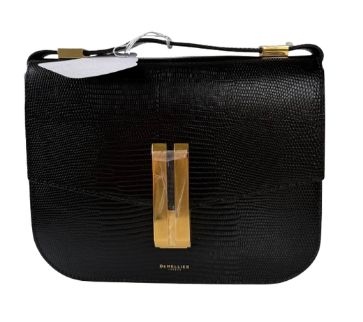 Demellier Black Faux Lizard Shoulder Bag