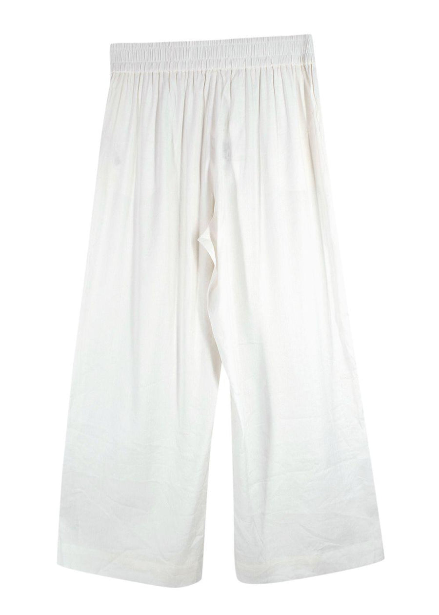 Frame White Linen Wide Leg Trousers