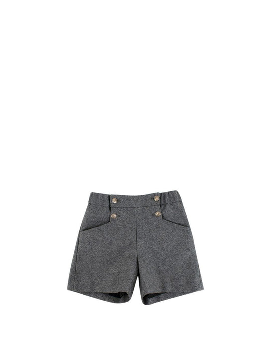 Kids 10Y Grey Wool Button Down Shorts