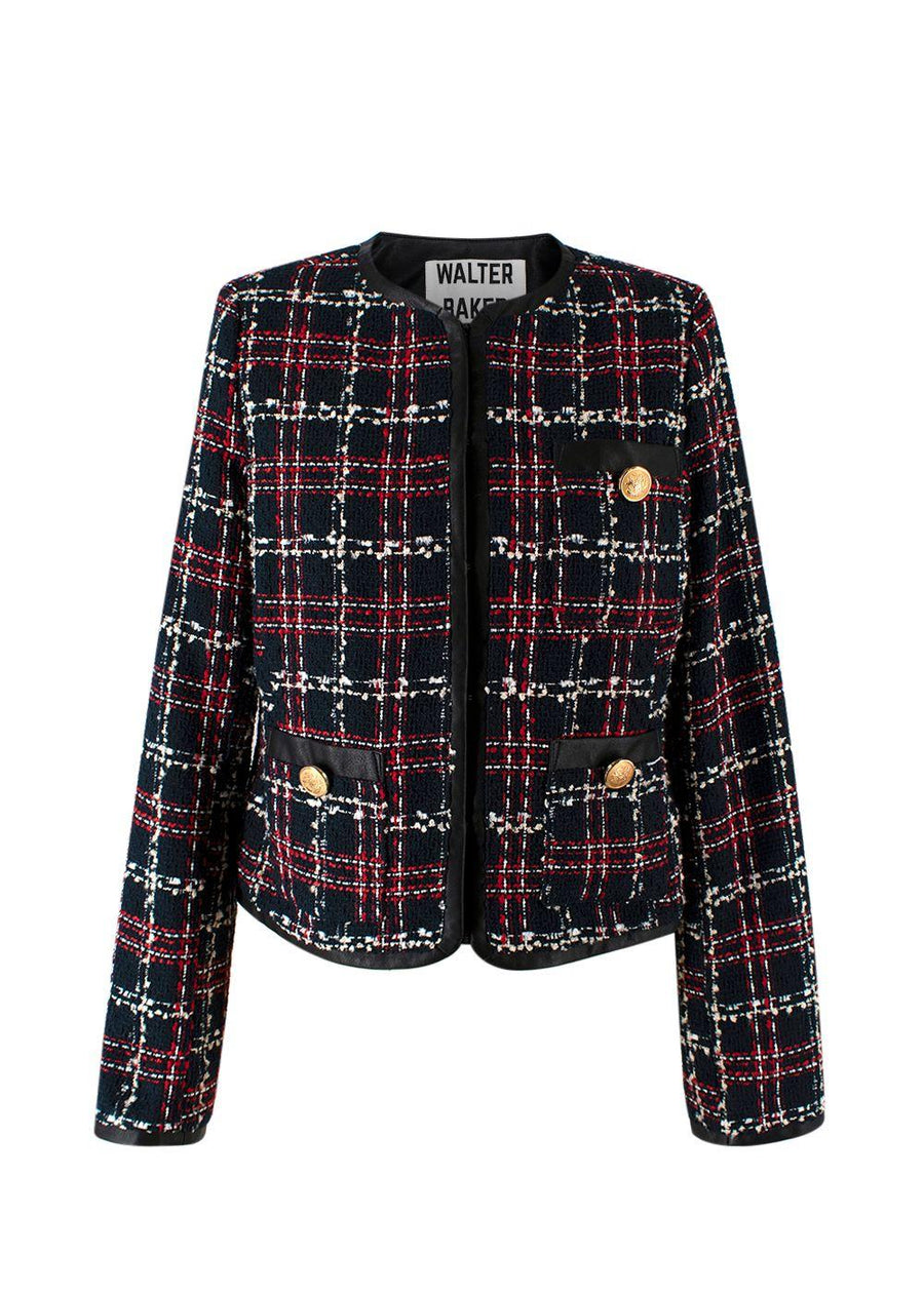Walter Baker Red and Navy Checkered Tweed Jacket