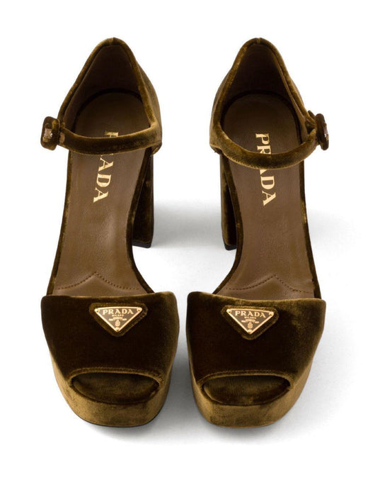 Prada Velvet Peep Toe Sandals