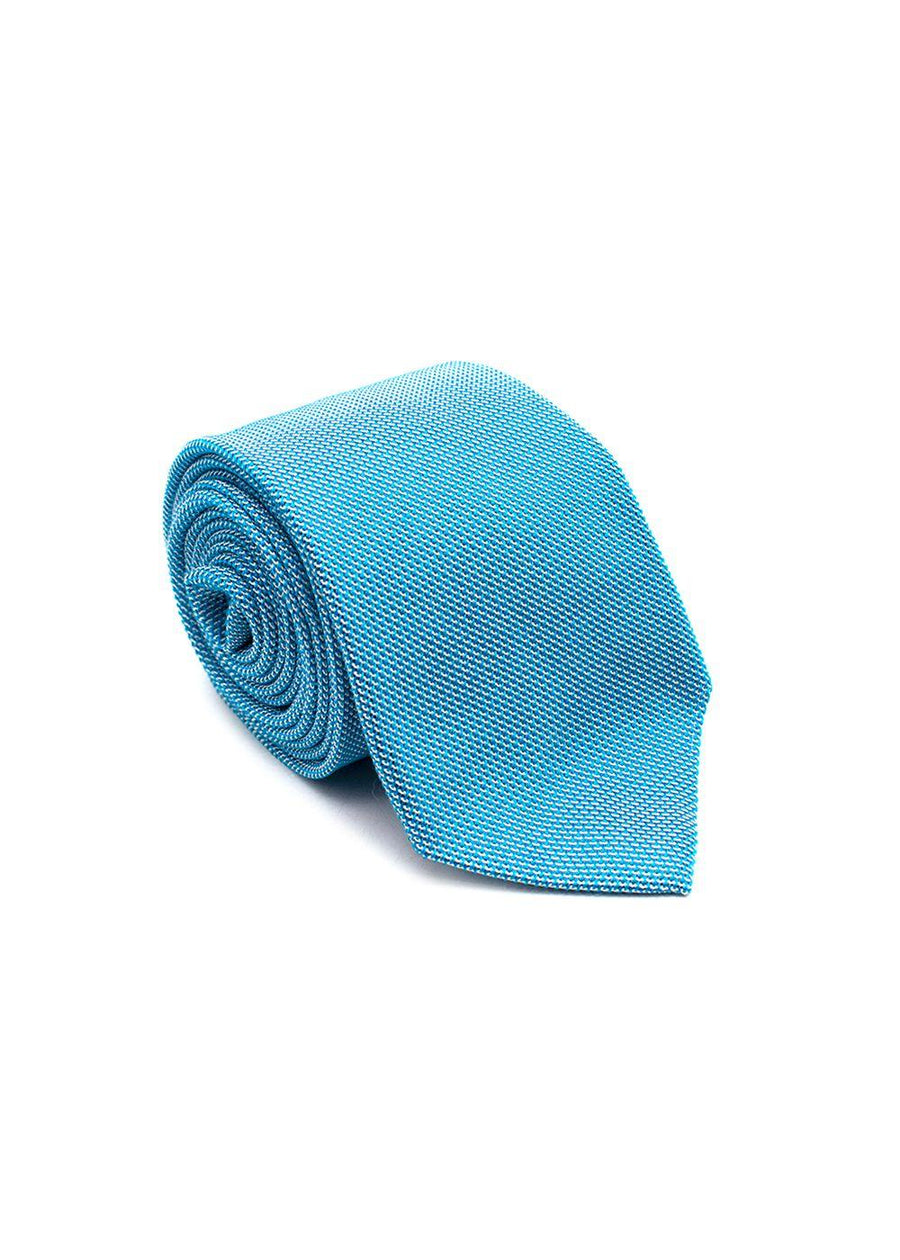 Blue & White Woven Silk Tie