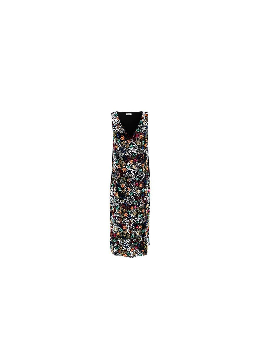 Black Crepe Sequinned Shift Dress