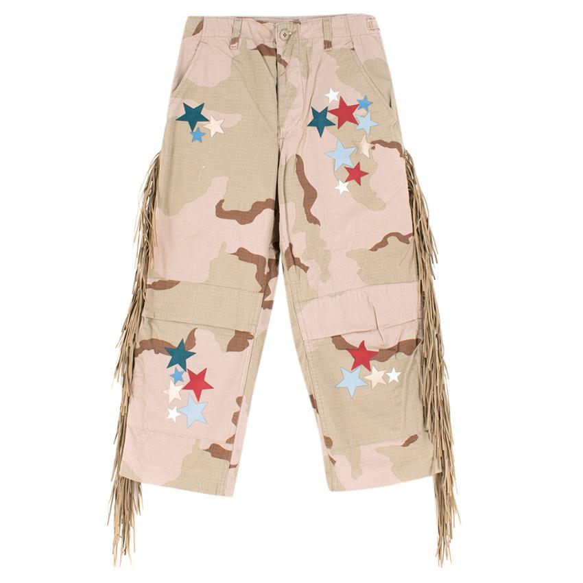That's It! Folks Green Camo Cotton Blend Star Patches & Fringe