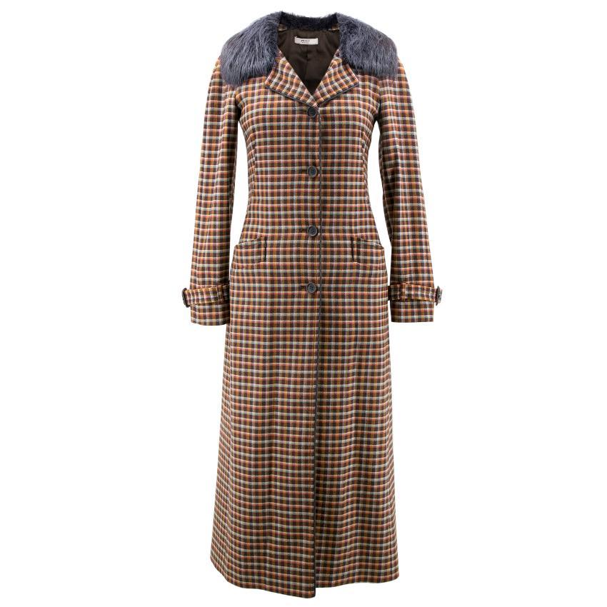 Prada Wool Check Midi Coat