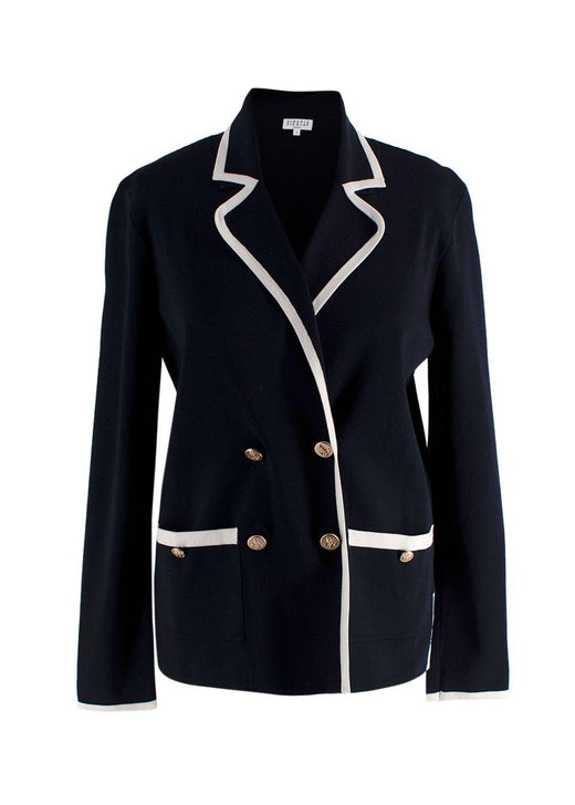 Claudie Pierlot Navy Double Breasted Knitted Blazer