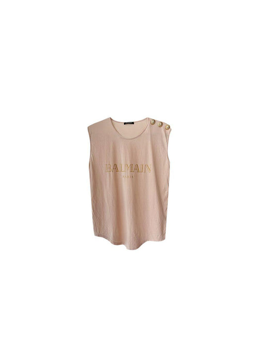 Pale pink cotton jersey logo T-shirt