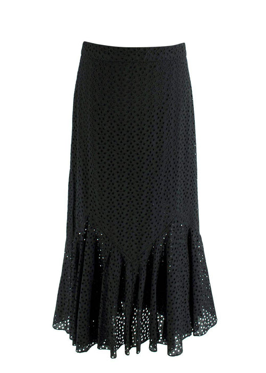 RAEY Black Broidery Anglaise Midi Skirt