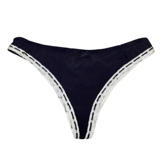 Chantal Thomass Black with Cream Frill Thong